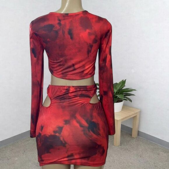 Red Cut-Out Two-Piece Set 🔥❤️ Size S - Picture 3 of 4